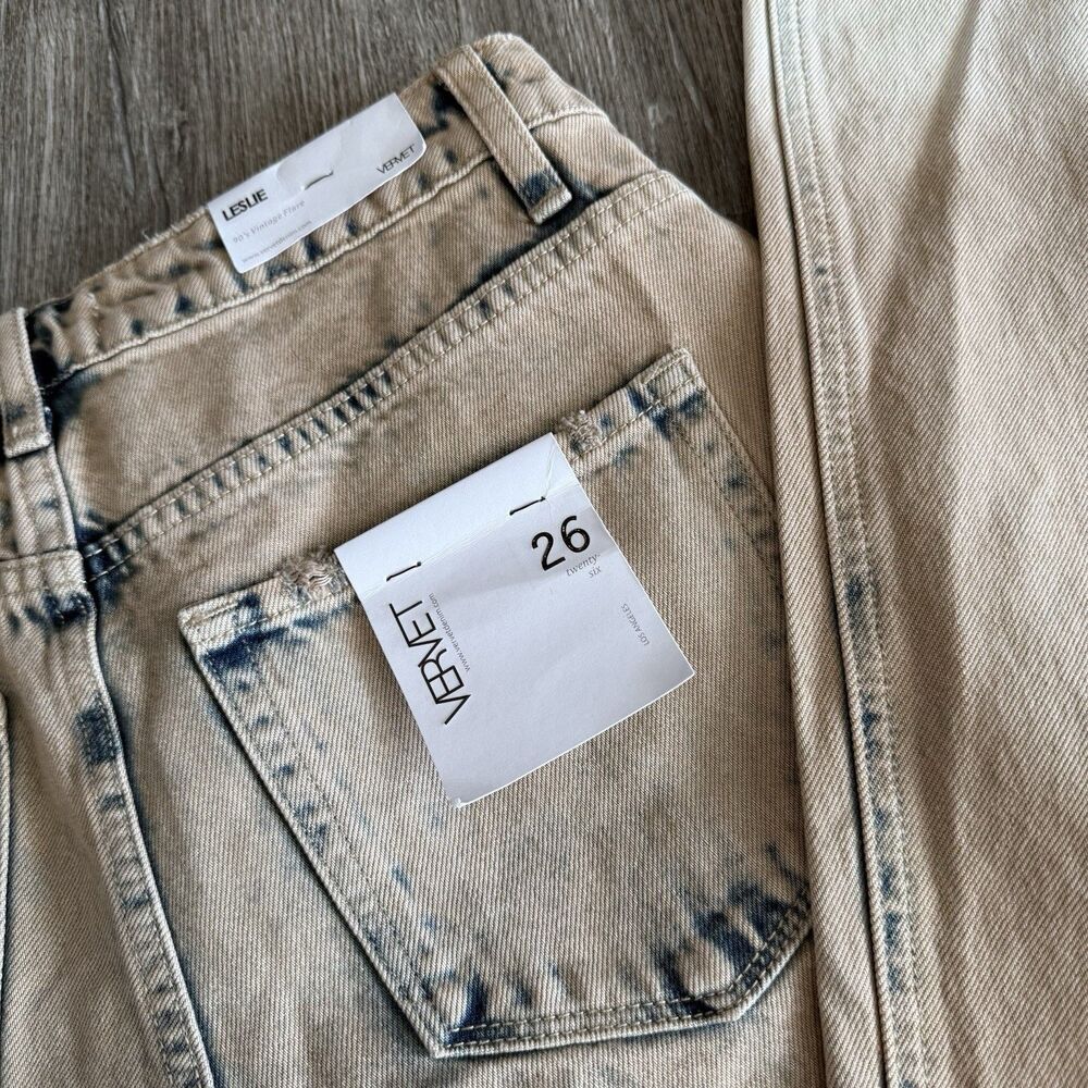 Vervet Size 26 Leslie 90's Vintage Distressed Super High Rise Flare Jeans NWT - Picture 13 of 15